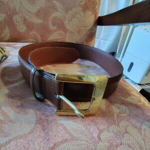 Vintage COACH black leather brass buckle belt size 434/100